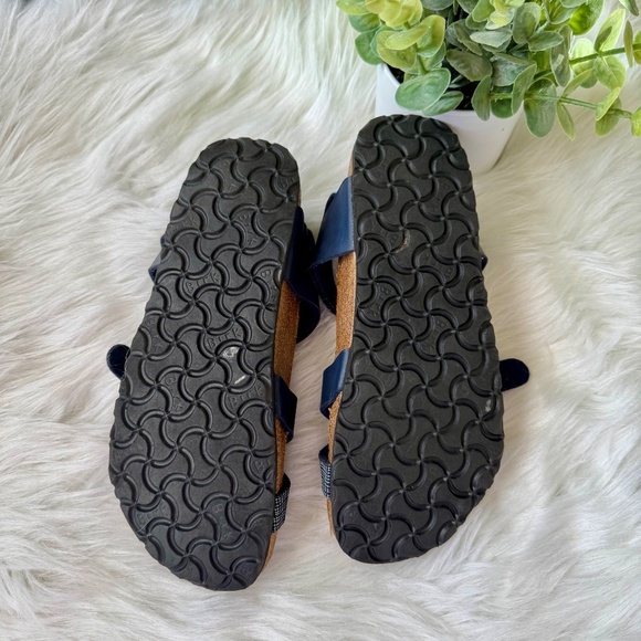 Birki's By Birkenstock Criss Cross Navy Blue Leather Buckle Strap Sandals Size 6 - Picture 10 of 13